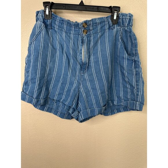 American Eagle Womens Blue Shorts 14 Shorts‎ cuffed button zipper cotton summer - Picture 2 of 6